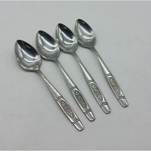 4 Vtg Oneida Rose Pendant 6" Teaspoons Stainless OHSROP Discontinued